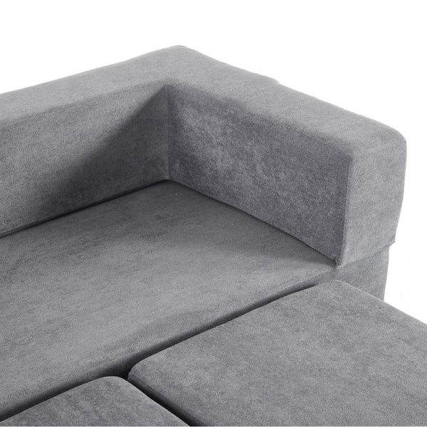 English Elm Versatile Modular Chenille Sofa with Ottomans Converts to Sectional or Sleeper Bed Grey W3612P491919
