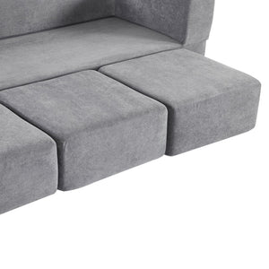 English Elm Versatile Modular Chenille Sofa with Ottomans Converts to Sectional or Sleeper Bed Grey W3612P491919