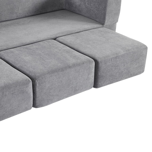 English Elm Versatile Modular Chenille Sofa with Ottomans Converts to Sectional or Sleeper Bed Grey W3612P491919