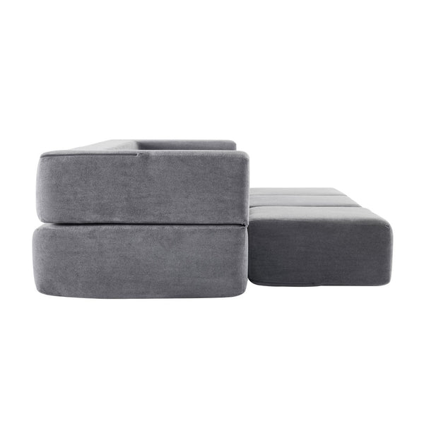 English Elm Versatile Modular Chenille Sofa with Ottomans Converts to Sectional or Sleeper Bed Grey W3612P491919