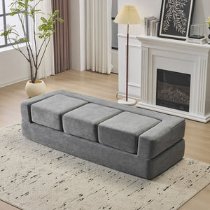 English Elm Versatile Modular Chenille Sofa with Ottomans Converts to Sectional or Sleeper Bed Grey W3612P491919