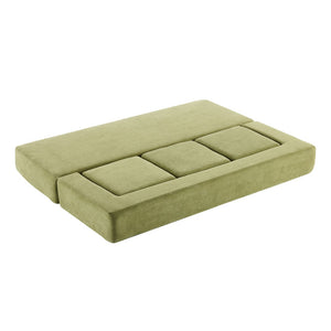 English Elm Versatile Modular Chenille Sofa with Ottomans Converts to Sectional or Sleeper Bed Green W3612P491920