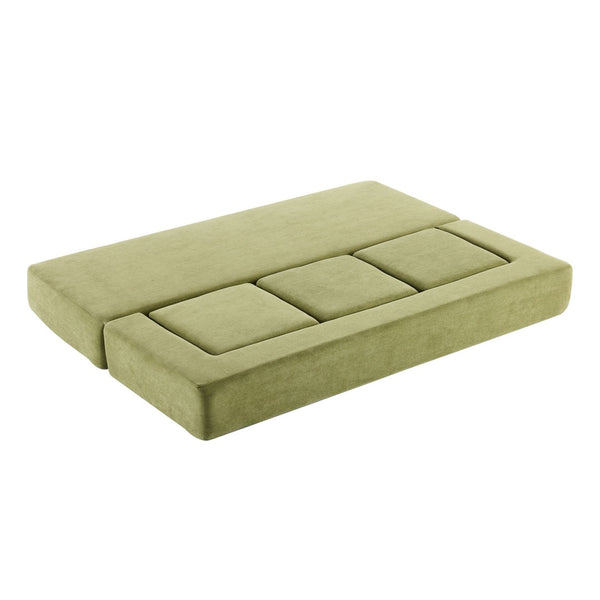 English Elm Versatile Modular Chenille Sofa with Ottomans Converts to Sectional or Sleeper Bed Green W3612P491920
