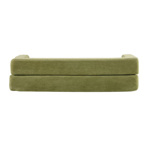 English Elm Versatile Modular Chenille Sofa with Ottomans Converts to Sectional or Sleeper Bed Green W3612P491920