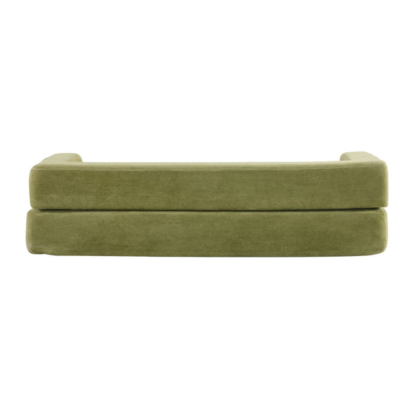 English Elm Versatile Modular Chenille Sofa with Ottomans Converts to Sectional or Sleeper Bed Green W3612P491920