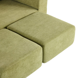 English Elm Versatile Modular Chenille Sofa with Ottomans Converts to Sectional or Sleeper Bed Green W3612P491920
