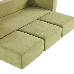 English Elm Versatile Modular Chenille Sofa with Ottomans Converts to Sectional or Sleeper Bed Green W3612P491920
