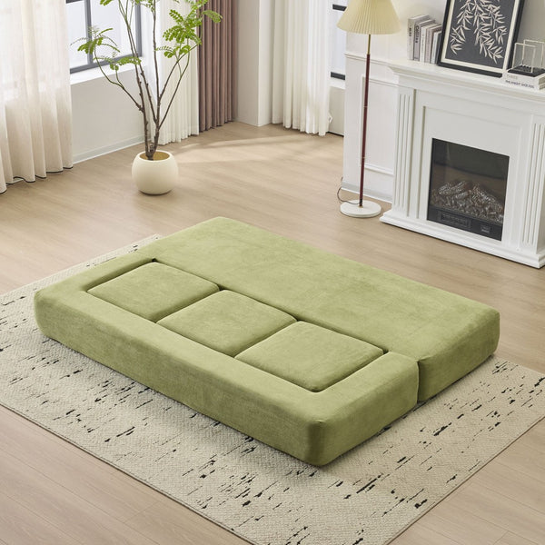 English Elm Versatile Modular Chenille Sofa with Ottomans Converts to Sectional or Sleeper Bed Green W3612P491920