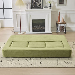 English Elm Versatile Modular Chenille Sofa with Ottomans Converts to Sectional or Sleeper Bed Green W3612P491920