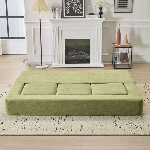 English Elm Versatile Modular Chenille Sofa with Ottomans Converts to Sectional or Sleeper Bed Green W3612P491920