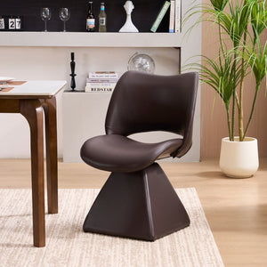 English Elm This Swivel Dining Chair Offers Faux Leather Comfort with a Hollow Curved High Back W3612P506907