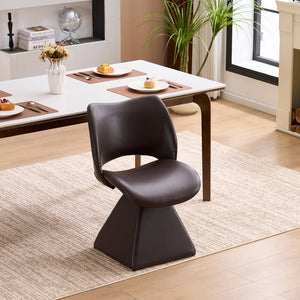 English Elm This Swivel Dining Chair Offers Faux Leather Comfort with a Hollow Curved High Back W3612P506907