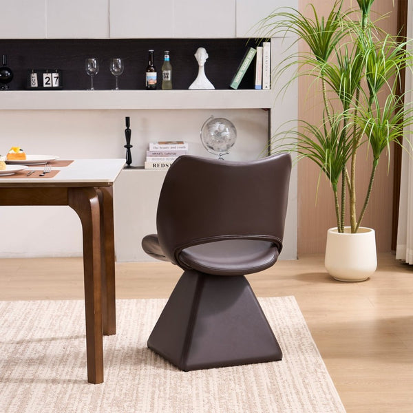English Elm This Swivel Dining Chair Offers Faux Leather Comfort with a Hollow Curved High Back W3612P506907