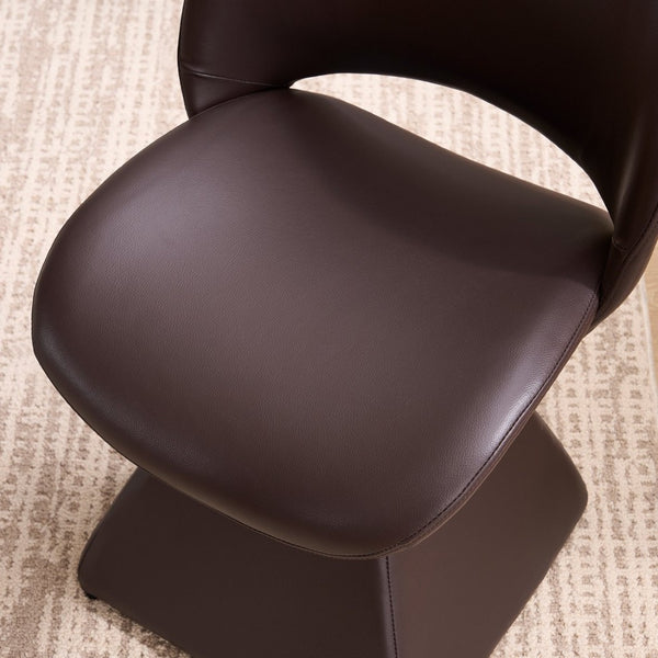 English Elm This Swivel Dining Chair Offers Faux Leather Comfort with a Hollow Curved High Back W3612P506907