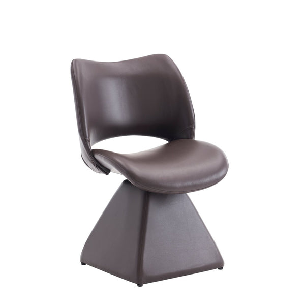 English Elm This Swivel Dining Chair Offers Faux Leather Comfort with a Hollow Curved High Back W3612P506907