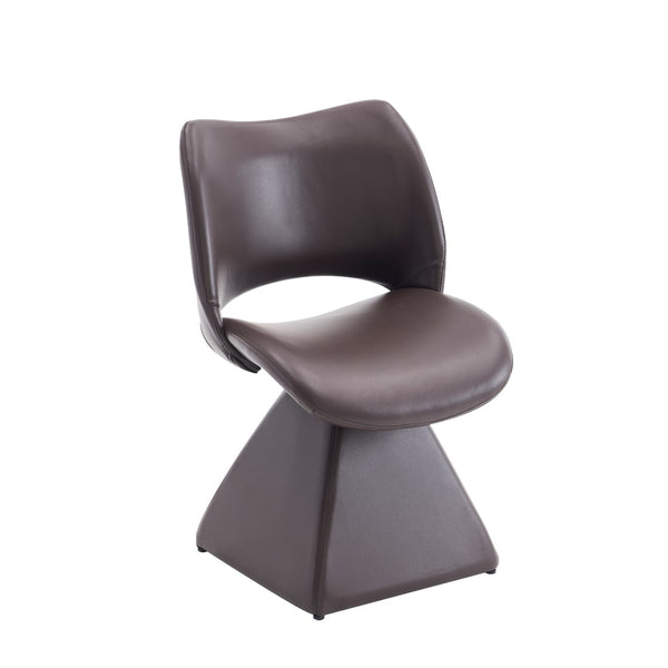 English Elm This Swivel Dining Chair Offers Faux Leather Comfort with a Hollow Curved High Back W3612P506907