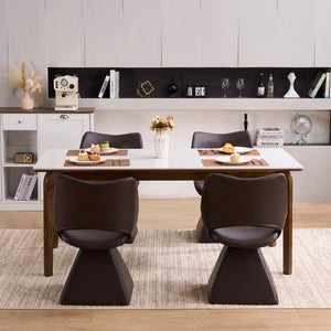 English Elm This Swivel Dining Chair Offers Faux Leather Comfort with a Hollow Curved High Back W3612P506907