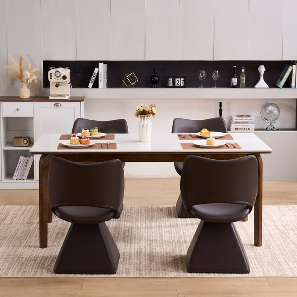 English Elm This Swivel Dining Chair Offers Faux Leather Comfort with a Hollow Curved High Back W3612P506907