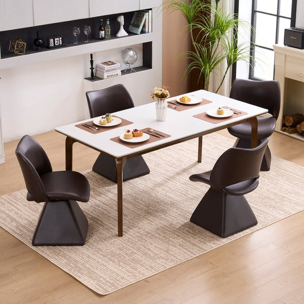 English Elm This Swivel Dining Chair Offers Faux Leather Comfort with a Hollow Curved High Back W3612P506907