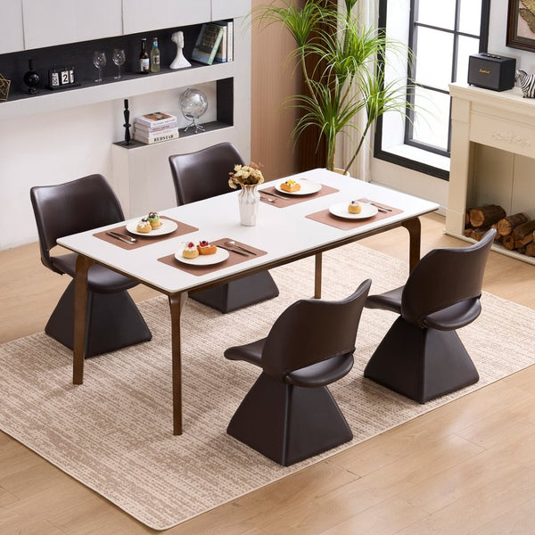 English Elm This Swivel Dining Chair Offers Faux Leather Comfort with a Hollow Curved High Back W3612P506907