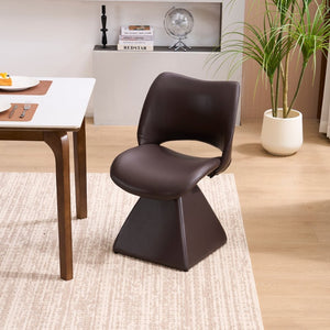 English Elm This Swivel Dining Chair Offers Faux Leather Comfort with a Hollow Curved High Back W3612P506907