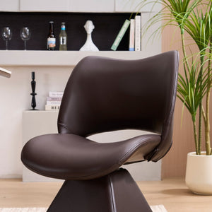 English Elm This Swivel Dining Chair Offers Faux Leather Comfort with a Hollow Curved High Back W3612P506907
