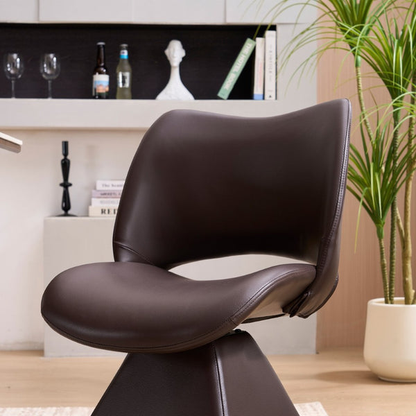 English Elm This Swivel Dining Chair Offers Faux Leather Comfort with a Hollow Curved High Back W3612P506907