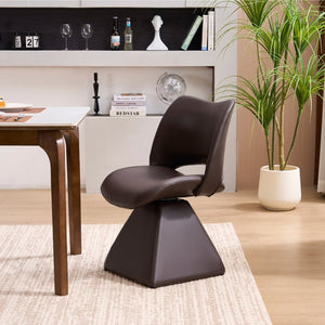 English Elm This Swivel Dining Chair Offers Faux Leather Comfort with a Hollow Curved High Back W3612P506907
