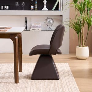 English Elm This Swivel Dining Chair Offers Faux Leather Comfort with a Hollow Curved High Back W3612P506907