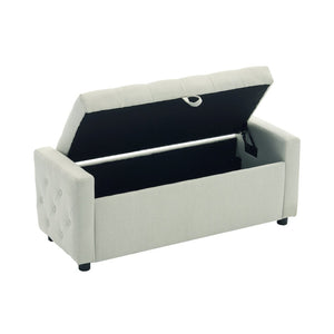 English Elm Light Luxury Upholstered Storage Bench Zippered Fabric Seat for Bedroom or Entryway W3612P515268