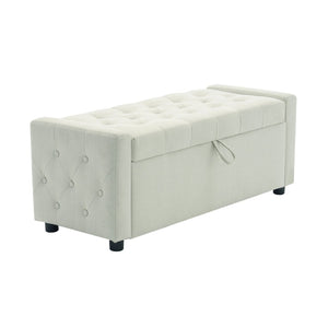 English Elm Light Luxury Upholstered Storage Bench Zippered Fabric Seat for Bedroom or Entryway W3612P515268