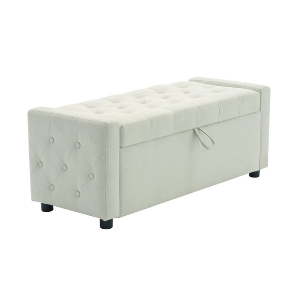 English Elm Light Luxury Upholstered Storage Bench Zippered Fabric Seat for Bedroom or Entryway W3612P515268