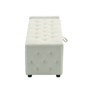 English Elm Light Luxury Upholstered Storage Bench Zippered Fabric Seat for Bedroom or Entryway W3612P515268