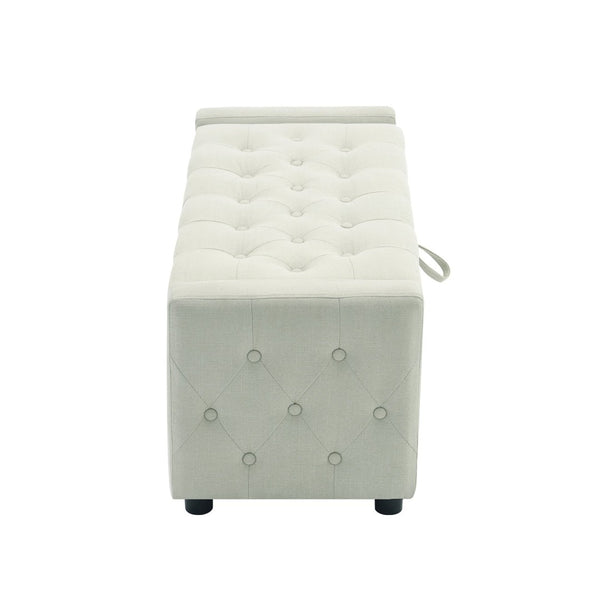 English Elm Light Luxury Upholstered Storage Bench Zippered Fabric Seat for Bedroom or Entryway W3612P515268