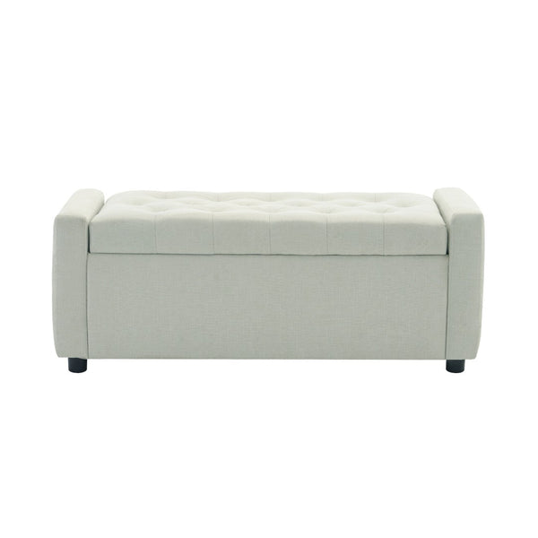 English Elm Light Luxury Upholstered Storage Bench Zippered Fabric Seat for Bedroom or Entryway W3612P515268