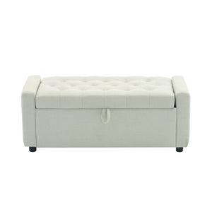 English Elm Light Luxury Upholstered Storage Bench Zippered Fabric Seat for Bedroom or Entryway W3612P515268