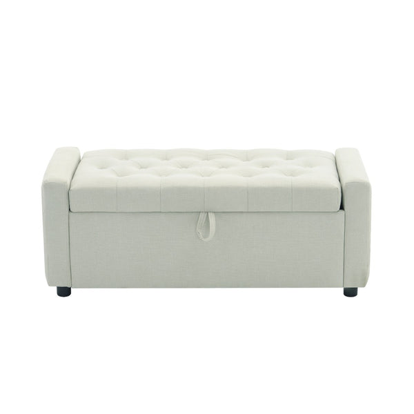 English Elm Light Luxury Upholstered Storage Bench Zippered Fabric Seat for Bedroom or Entryway W3612P515268