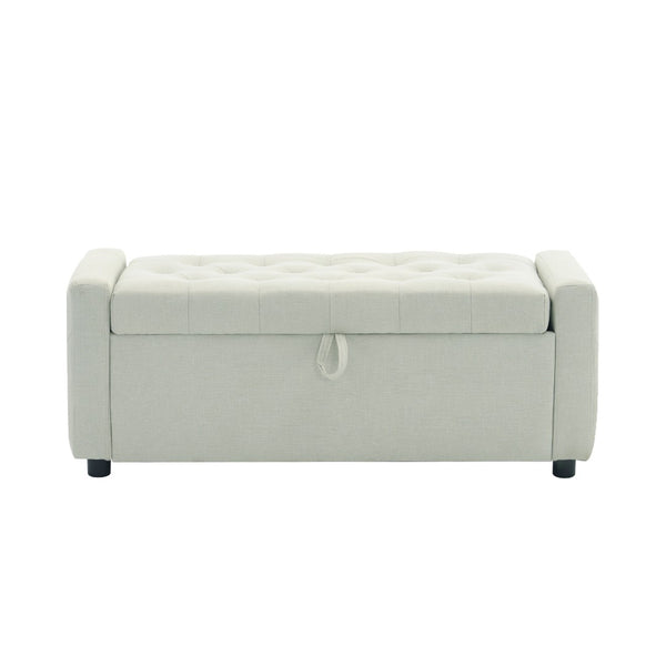English Elm Light Luxury Upholstered Storage Bench Zippered Fabric Seat for Bedroom or Entryway W3612P515268