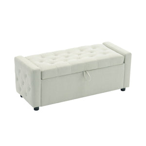 English Elm Light Luxury Upholstered Storage Bench Zippered Fabric Seat for Bedroom or Entryway W3612P515268