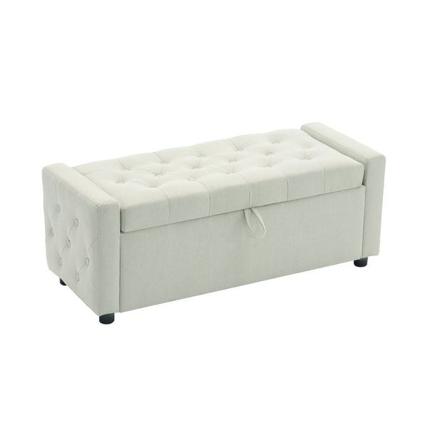English Elm Light Luxury Upholstered Storage Bench Zippered Fabric Seat for Bedroom or Entryway W3612P515268