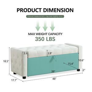 English Elm Light Luxury Upholstered Storage Bench Zippered Fabric Seat for Bedroom or Entryway W3612P515268