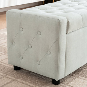 English Elm Light Luxury Upholstered Storage Bench Zippered Fabric Seat for Bedroom or Entryway W3612P515268