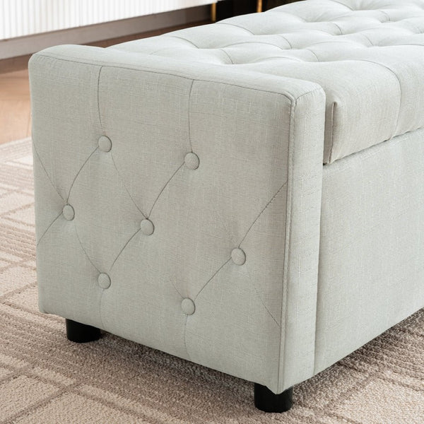 English Elm Light Luxury Upholstered Storage Bench Zippered Fabric Seat for Bedroom or Entryway W3612P515268