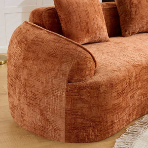 English Elm Orange Sculptural Arc Modular Sofa with Nordic Inspired Upholstered Curved Living Room Design W3612S00020