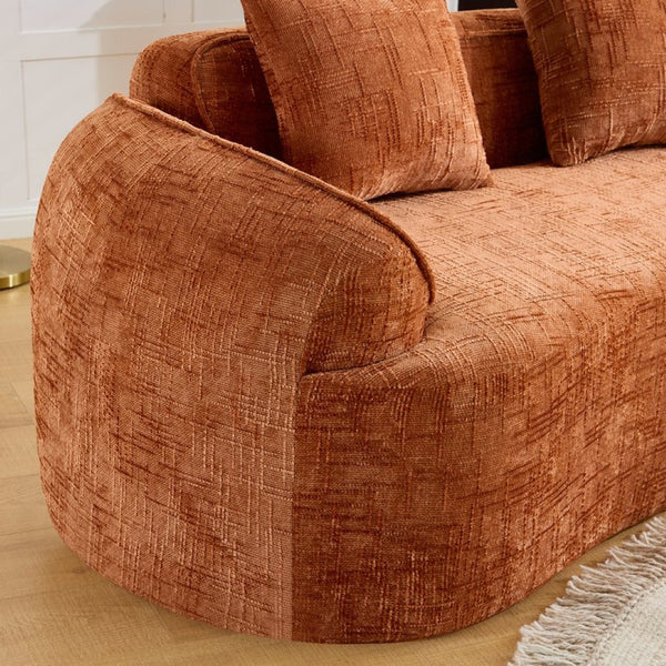 English Elm Orange Sculptural Arc Modular Sofa with Nordic Inspired Upholstered Curved Living Room Design W3612S00020