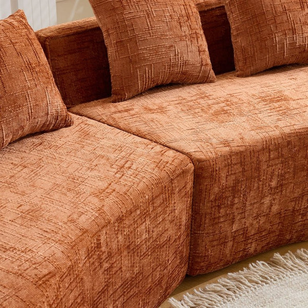 English Elm Orange Sculptural Arc Modular Sofa with Nordic Inspired Upholstered Curved Living Room Design W3612S00020
