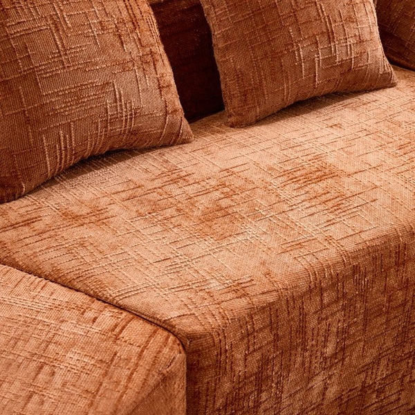 English Elm Orange Sculptural Arc Modular Sofa with Nordic Inspired Upholstered Curved Living Room Design W3612S00020