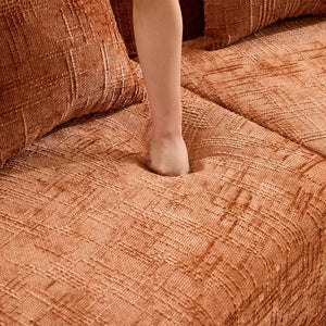 English Elm Orange Sculptural Arc Modular Sofa with Nordic Inspired Upholstered Curved Living Room Design W3612S00020