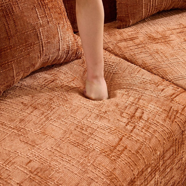 English Elm Orange Sculptural Arc Modular Sofa with Nordic Inspired Upholstered Curved Living Room Design W3612S00020