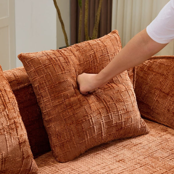 English Elm Orange Sculptural Arc Modular Sofa with Nordic Inspired Upholstered Curved Living Room Design W3612S00020